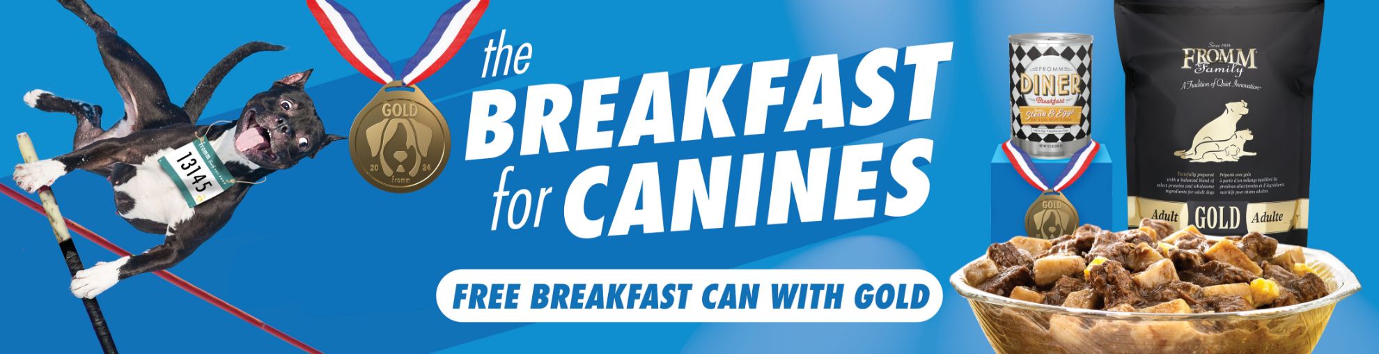 OFFER F3351 Receive a free can of Diner Breakfast with any Fromm Gold dry dog or cat food purchase